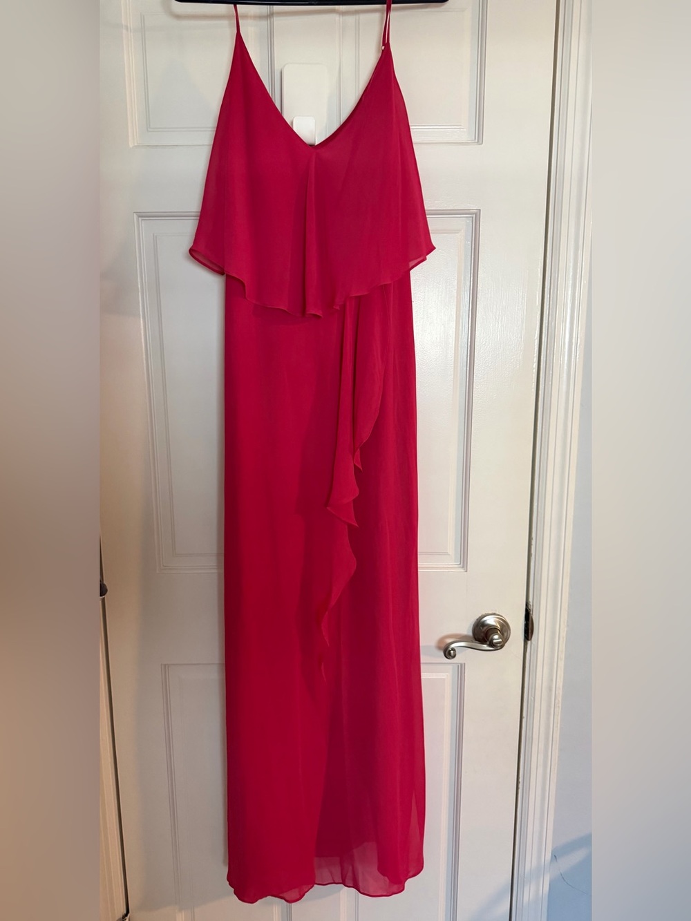 Laundry By Shelli Segal Hot Pink Ruffled Maxi Dress